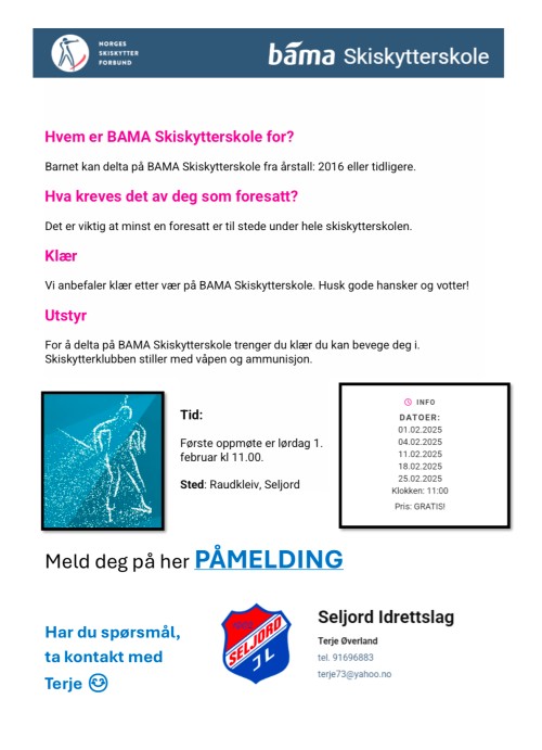 2 ledige plassar på Skiskyttarskulen